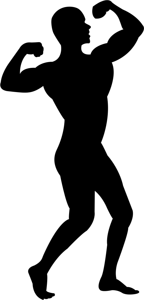 Muscular Man Silhouette Flexing Pose PNG