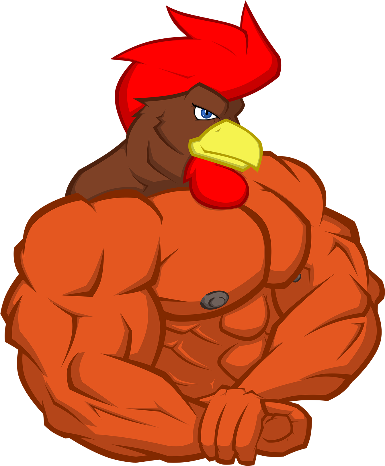 Muscular Rooster Cartoon PNG