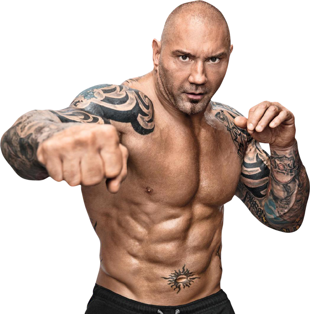 Muscular Tattooed Man Pointing PNG