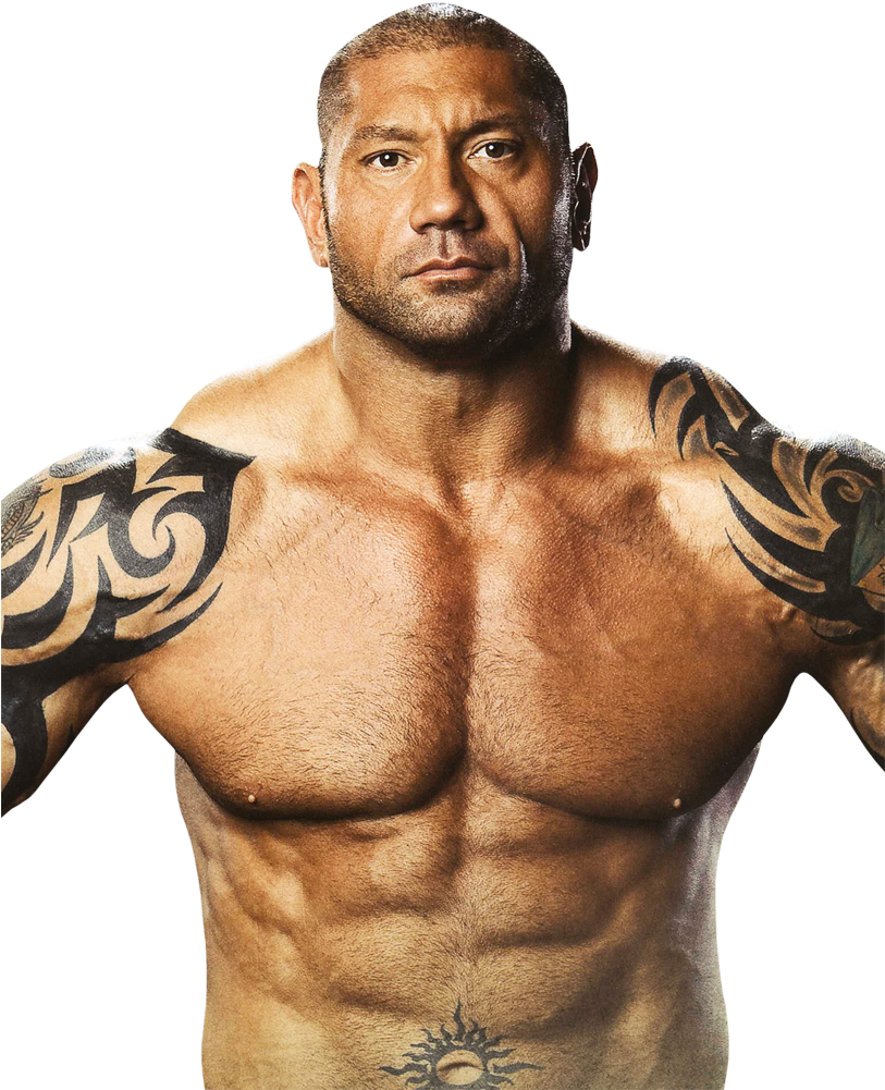 Muscular Tattooed Man Portrait PNG