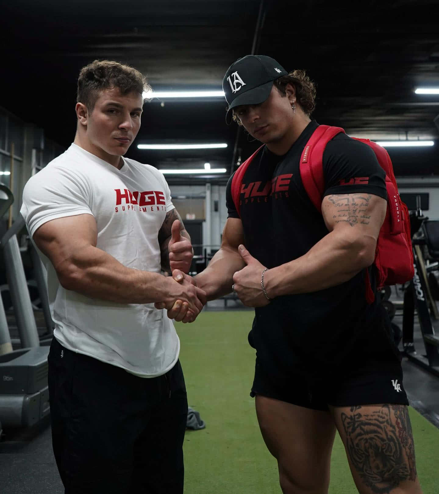 Muscular Twins Gym Handshake Wallpaper