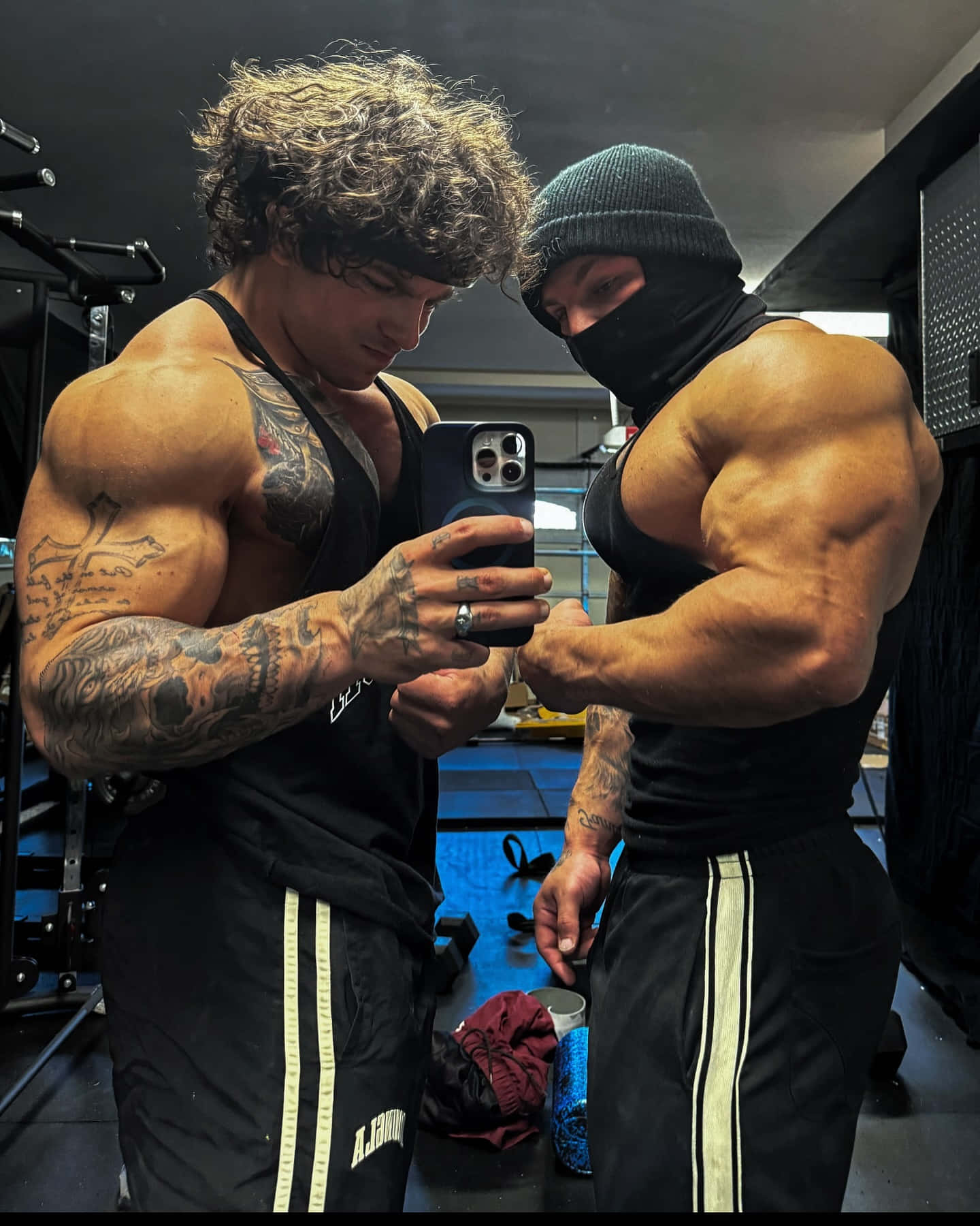Muscular Twins Gym Selfie Wallpaper