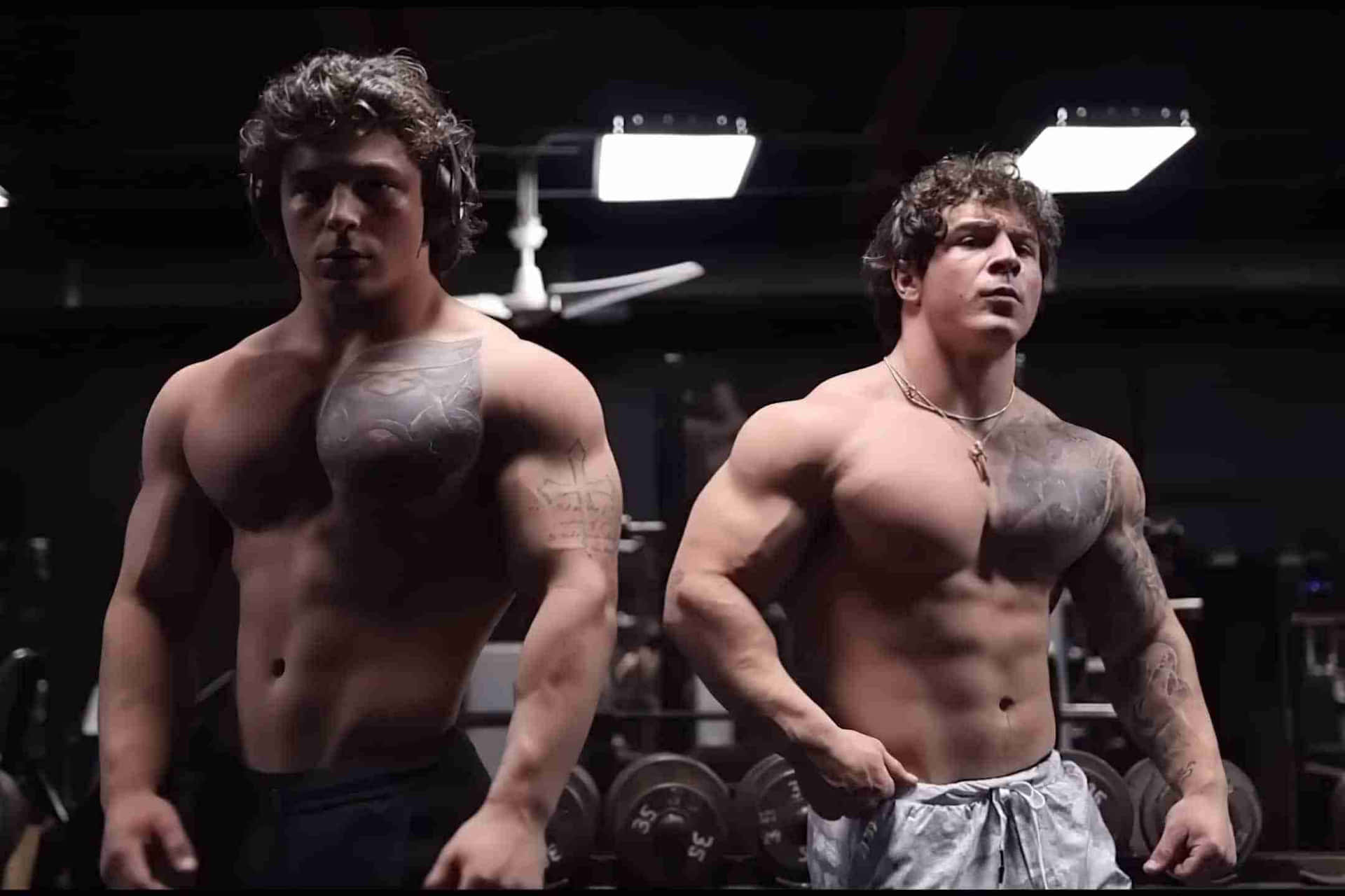 Muscular Twins Gym Session Wallpaper