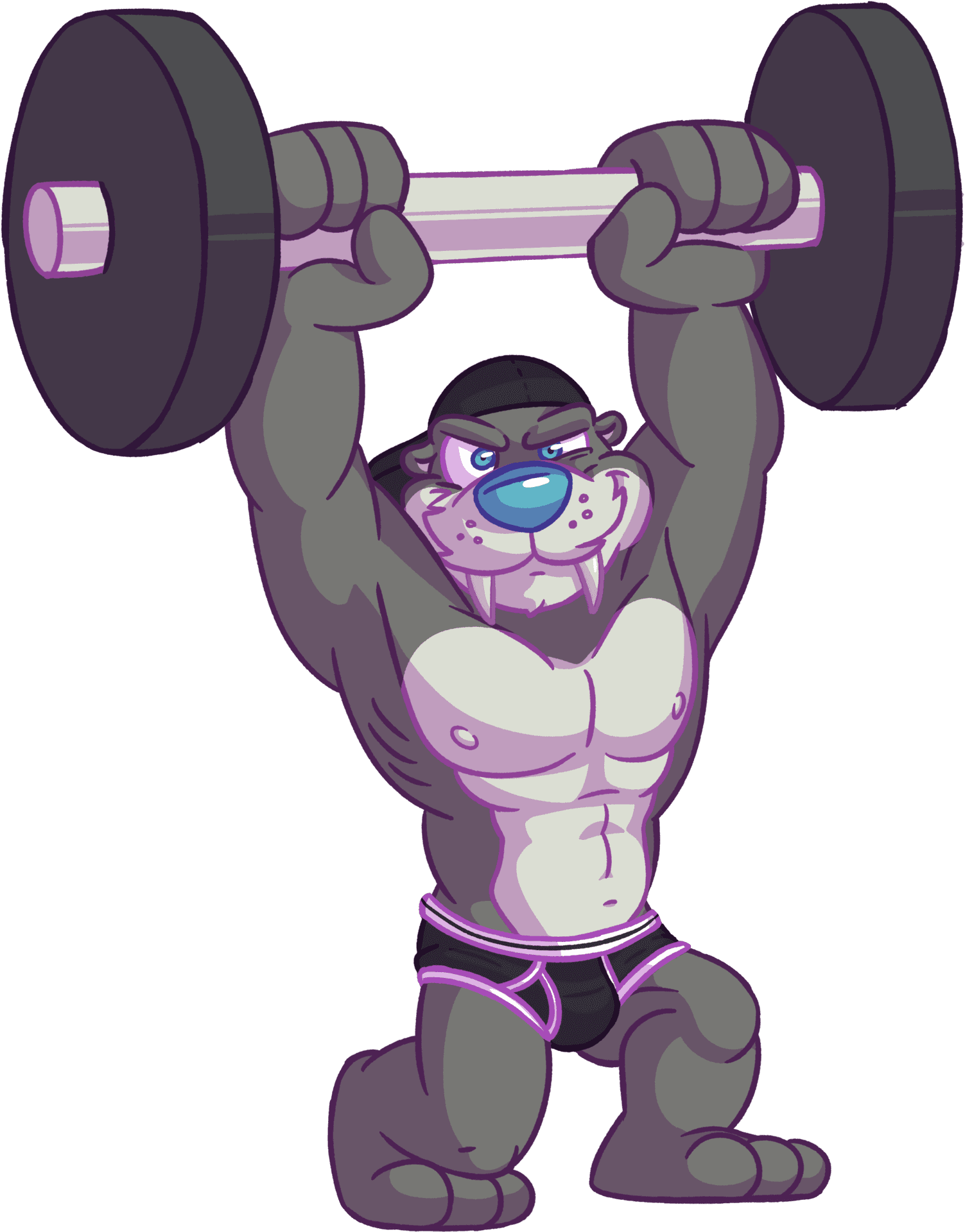 Muscular Walrus Lifting Weights.png PNG