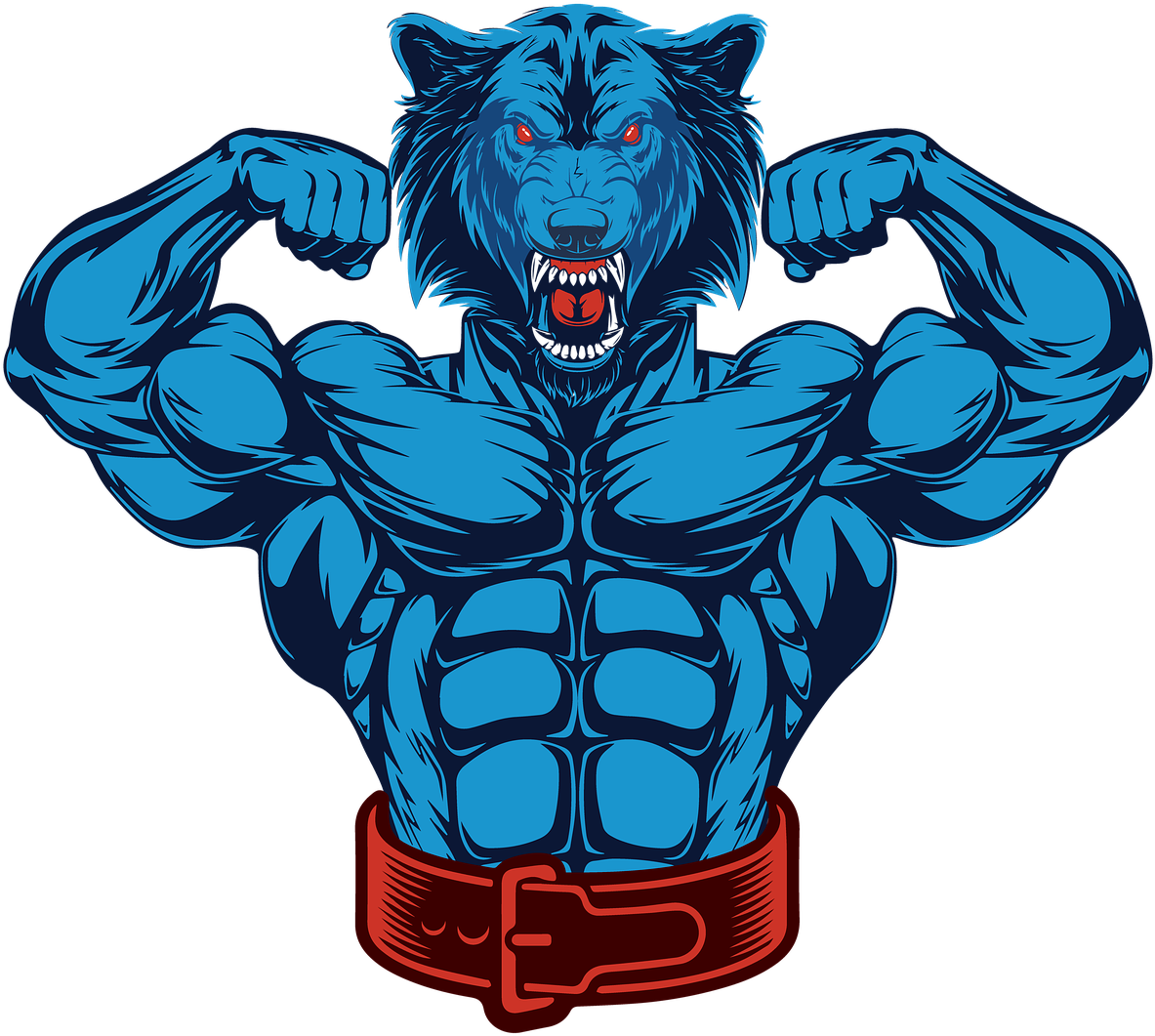 Muscular Werewolf Flexing Vector PNG