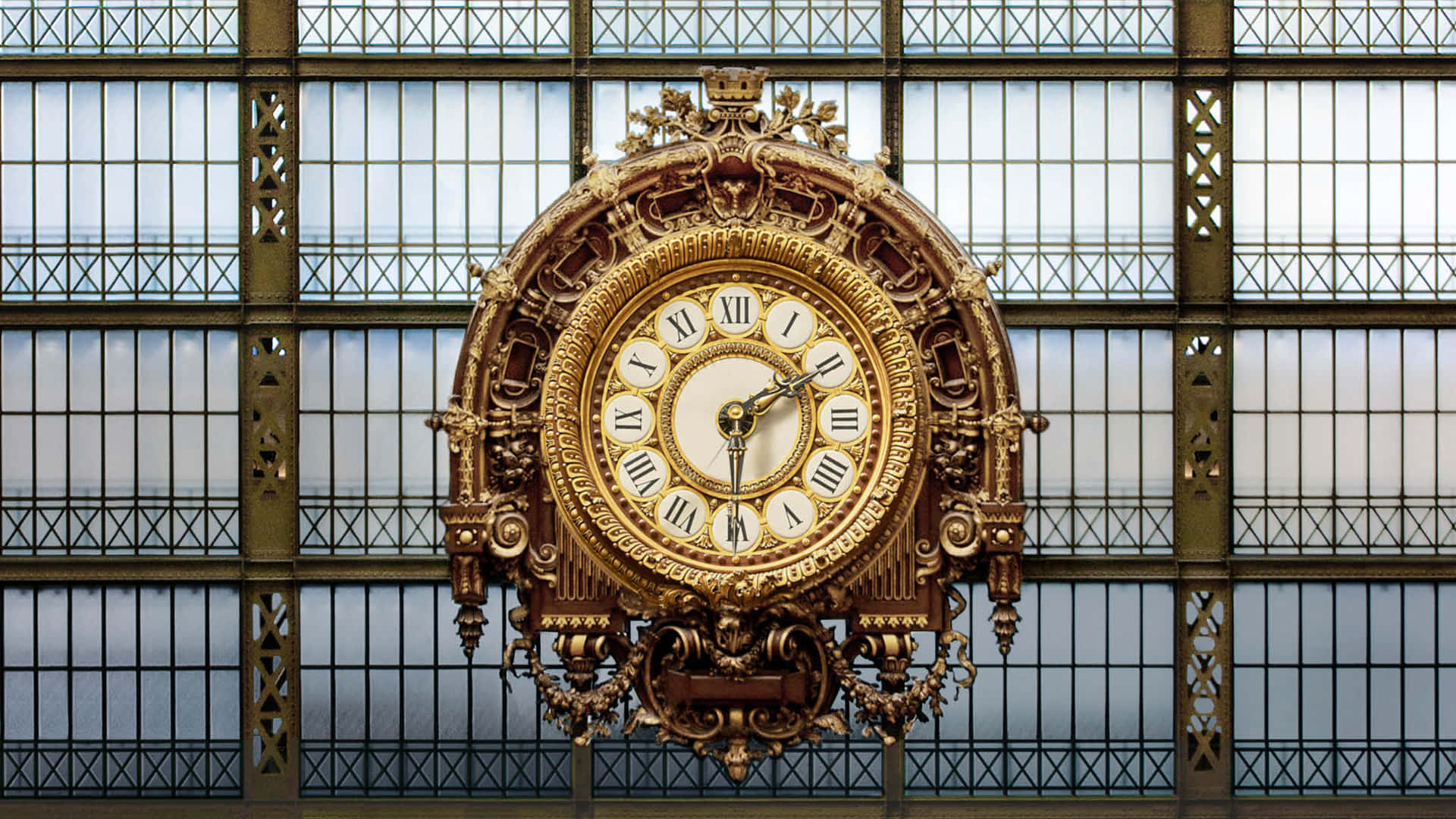 Musée Dorsay Clock Landscape Wallpaper