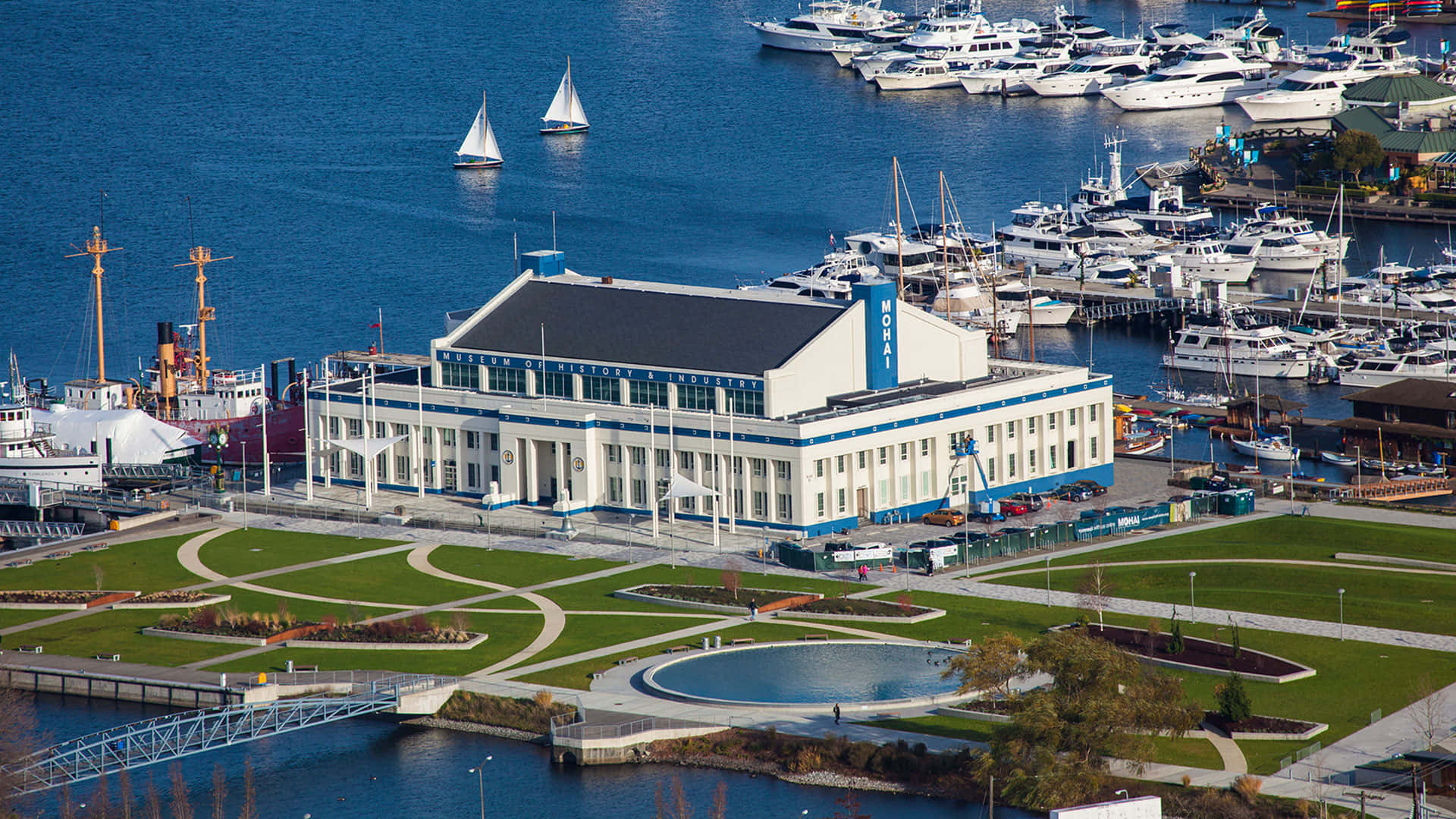 Vue Aérienne Du Musée D'histoire Et D'industrie De Seattle Fond d'écran