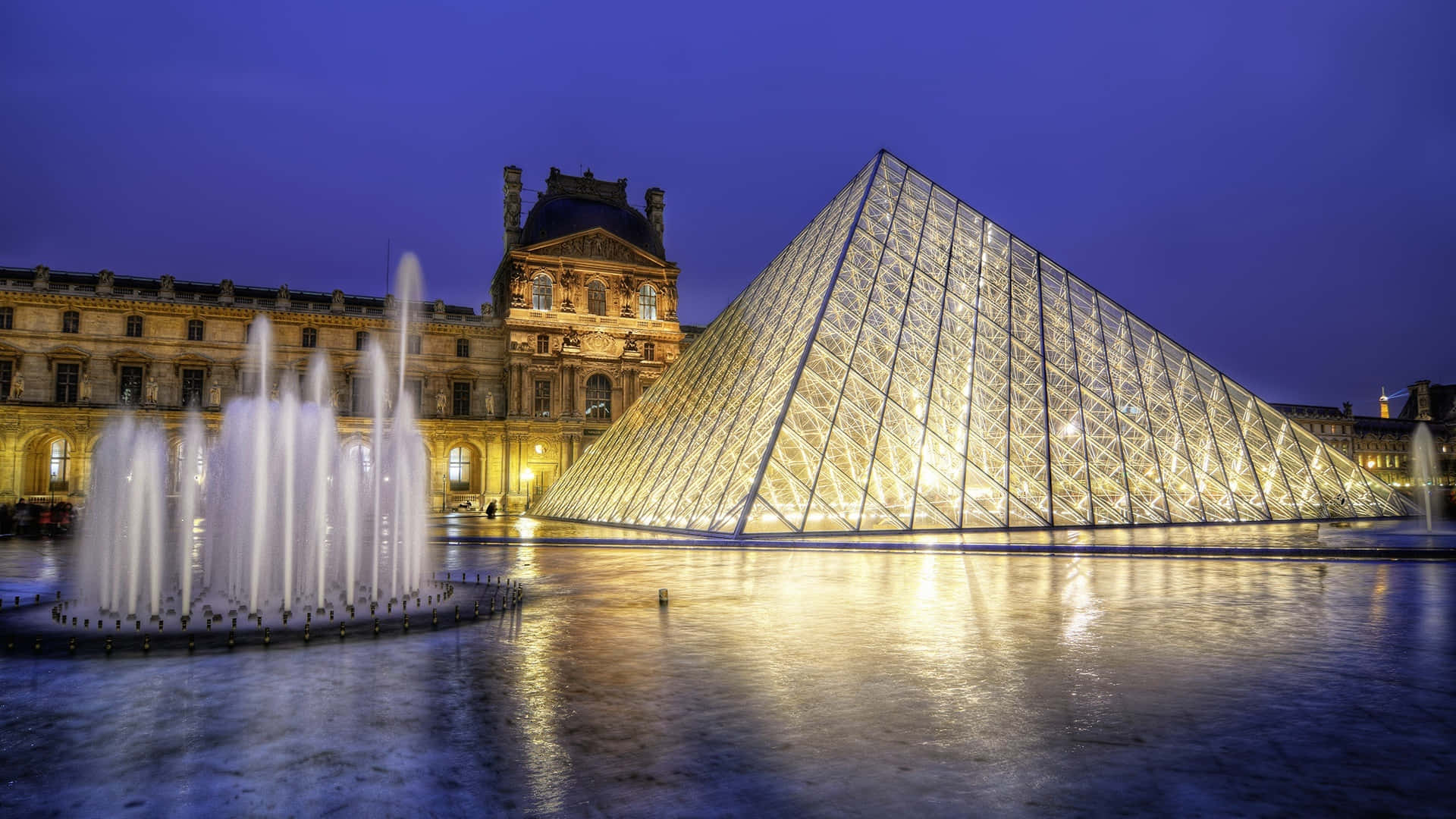 An architecture masterpiece made of glass and steel in the museum. Wallpaper