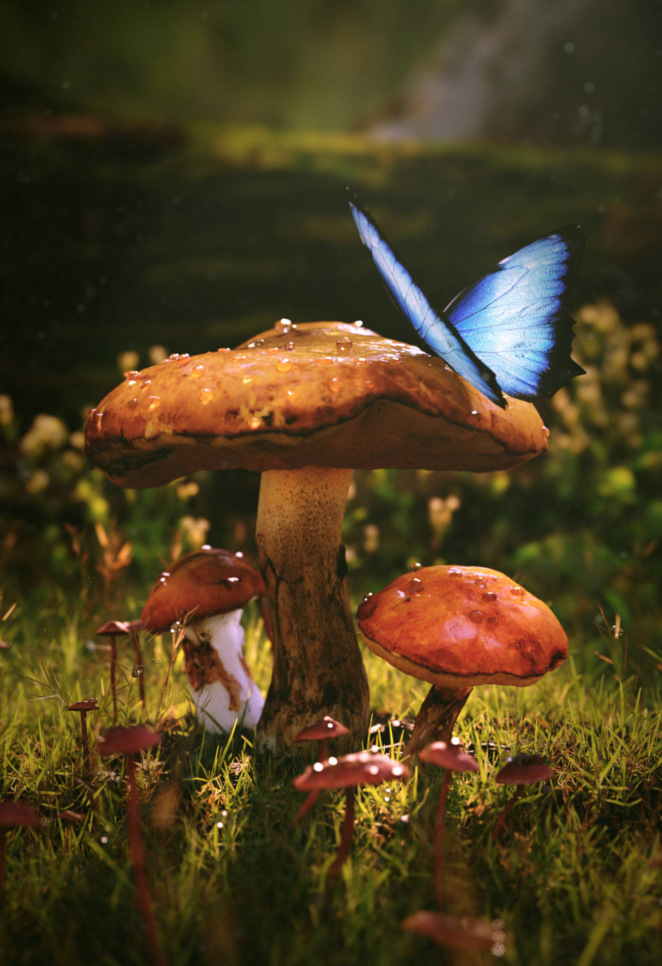 Mushroom And Butterfly