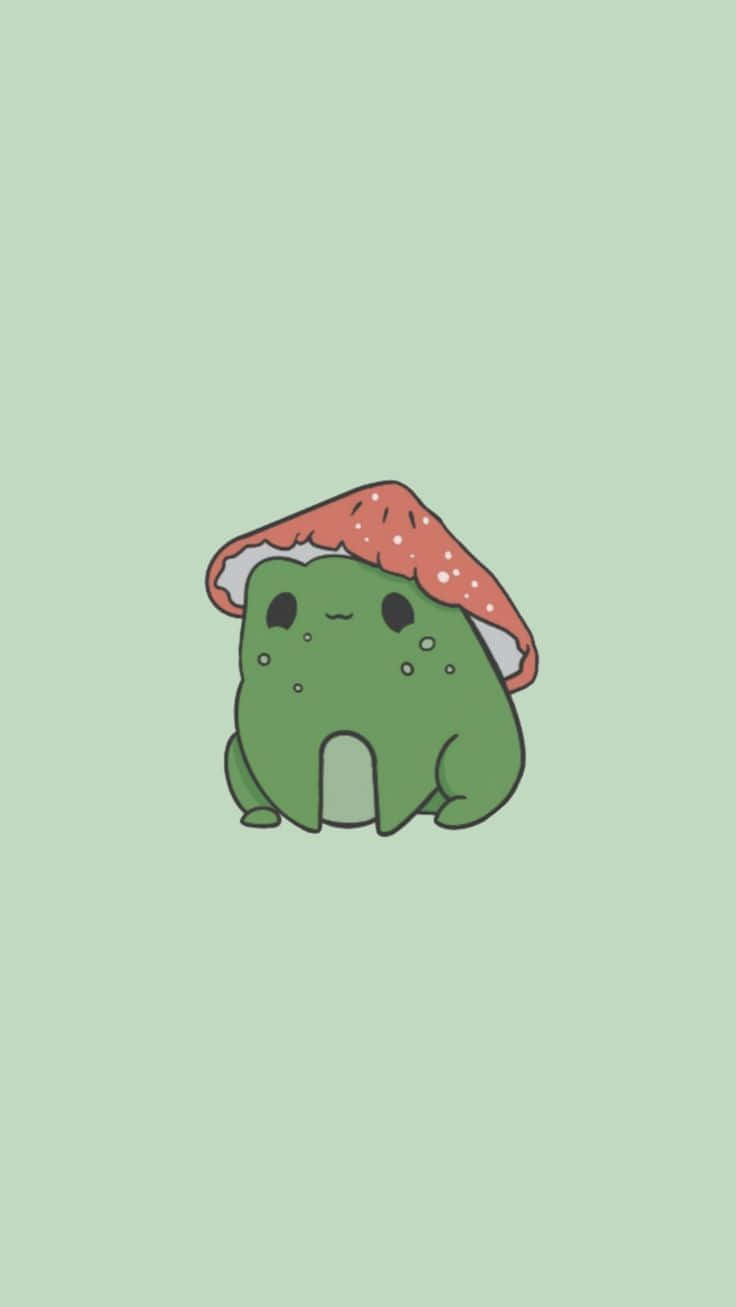 Mushroom Cap Frog Illustration Wallpaper