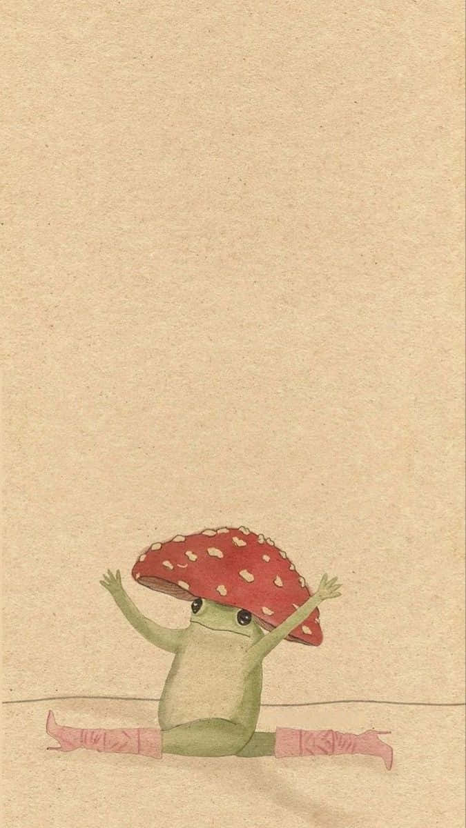 Mushroom Cap Frog Illustration Wallpaper