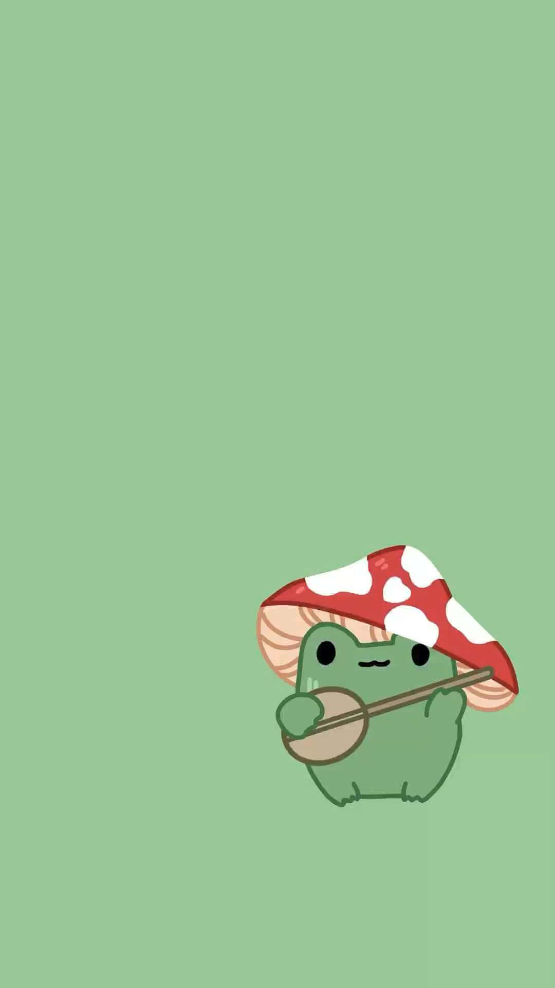 Mushroom Cap Frog Illustration Wallpaper