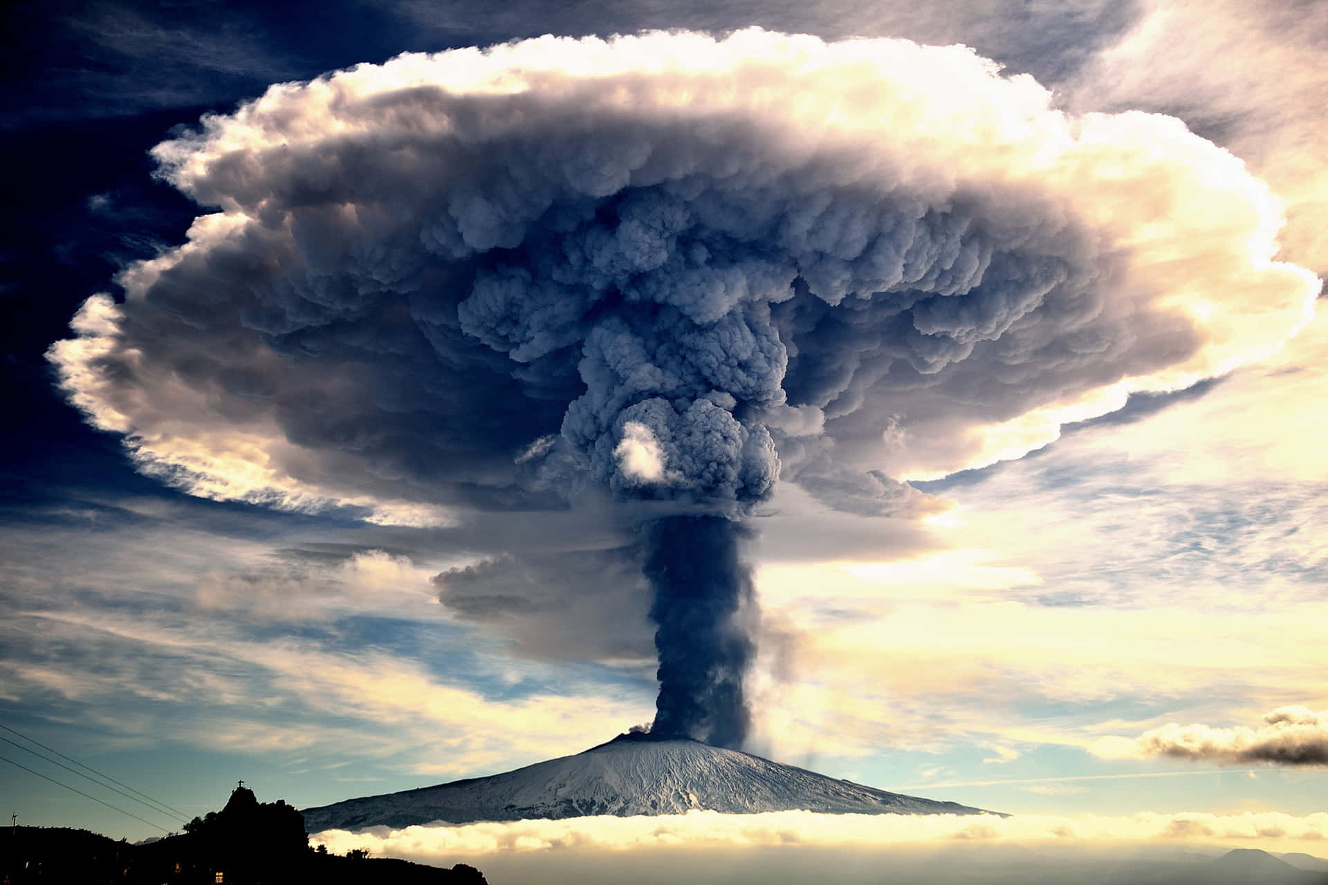 Mushroom Clouds Mount Etna Wallpaper