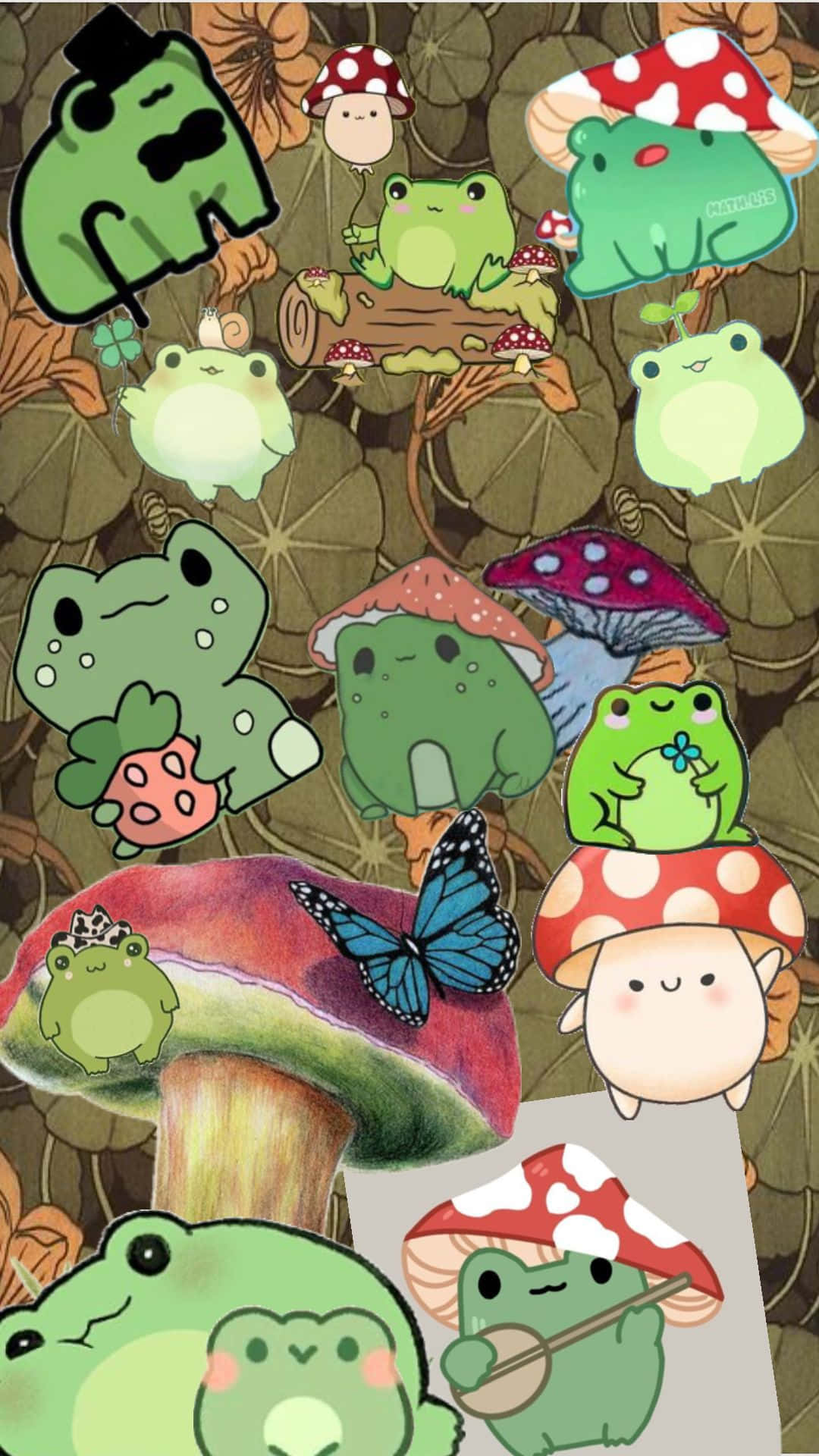 Mushroom_ Frog_ Collage_ Artwork Wallpaper