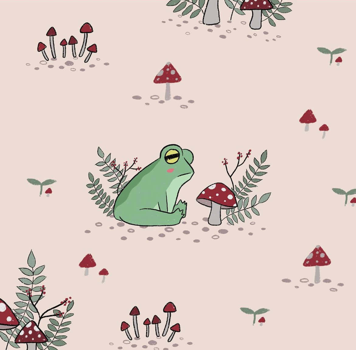 Ilustrasi Katak Jamur Wallpaper