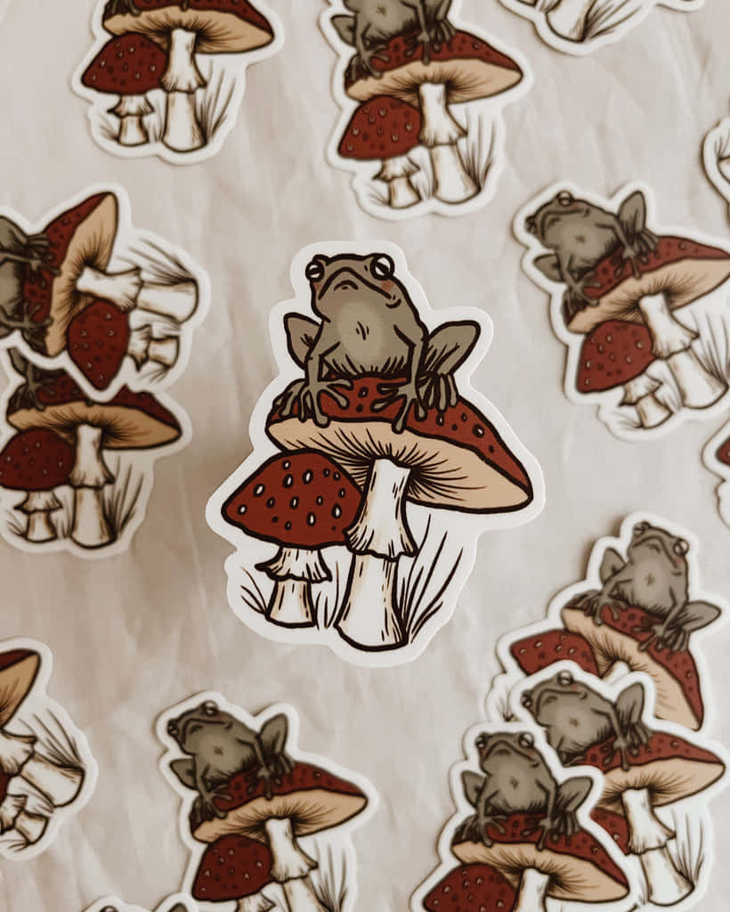 Mushroom Frog Sticker Design Wallpaper