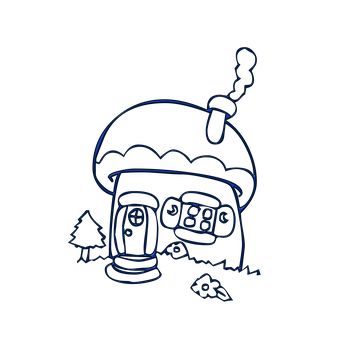 Mushroom House Neon Outline PNG