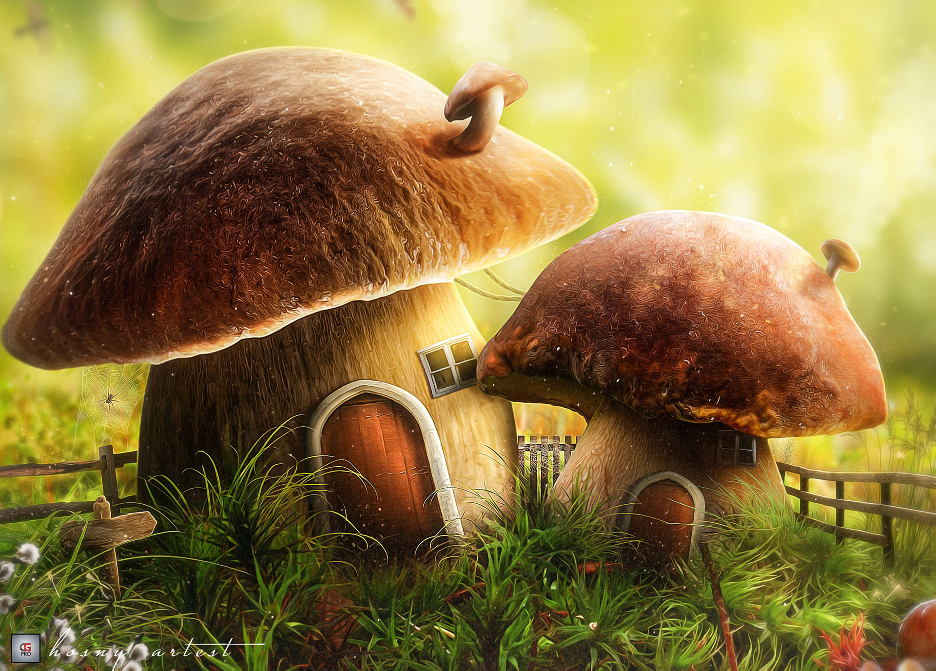 Fairytale Mushroom Houses Wallpaper