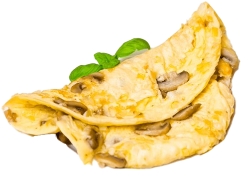 Mushroom Omelettewith Basil Top View PNG