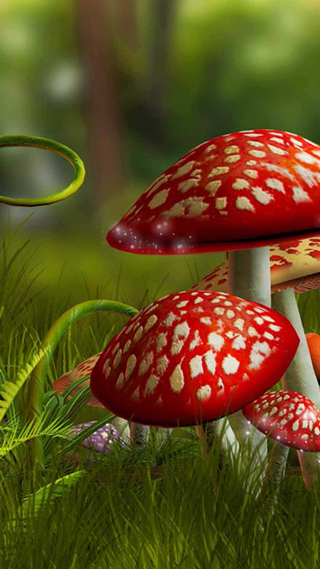 A Red Mushroom In The Grass Wallpaper