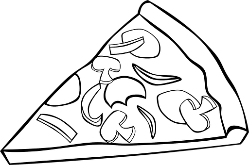 Mushroom Pizza Slice Outline PNG