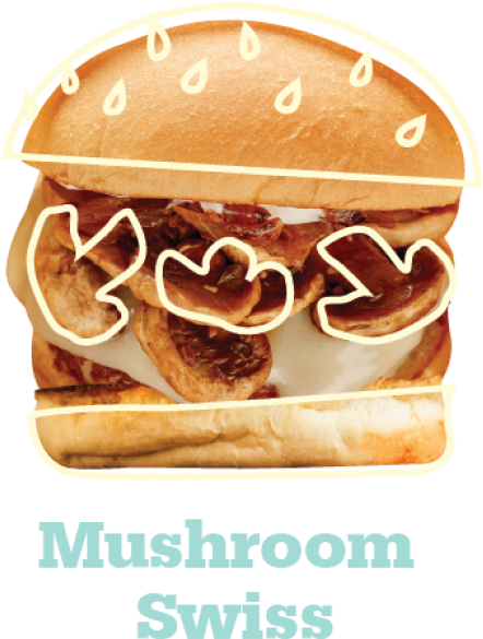 Mushroom Swiss Hamburger Illustration PNG