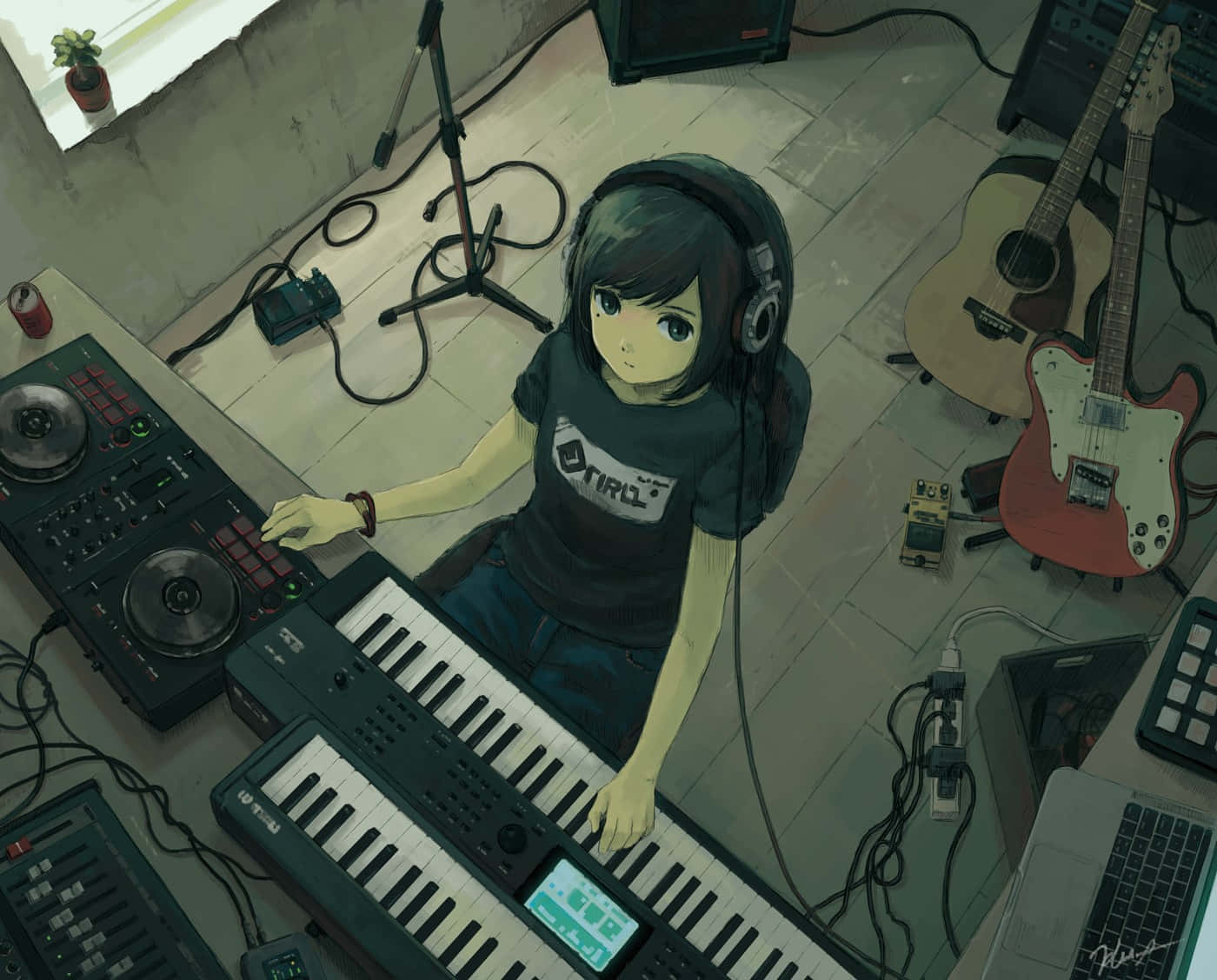Download Music Anime Girl Playing Piano Wallpaper 