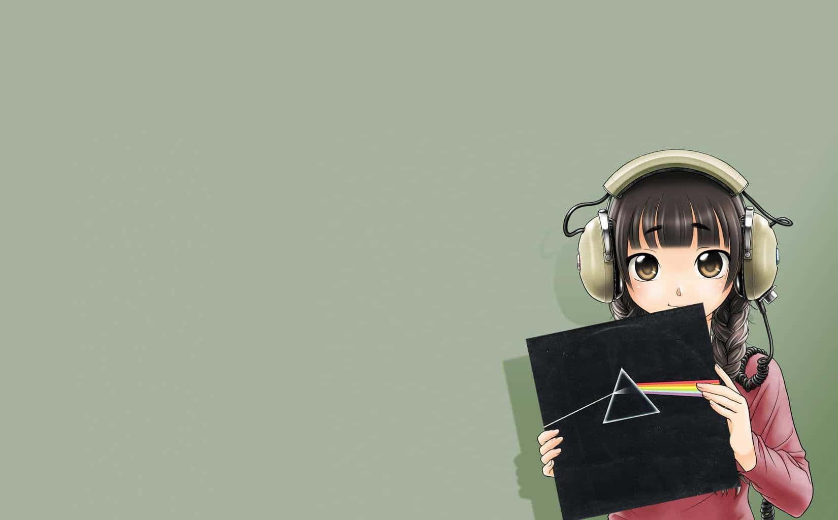 Musik Anime Pige Med Hovedtelefon Tapet Wallpaper