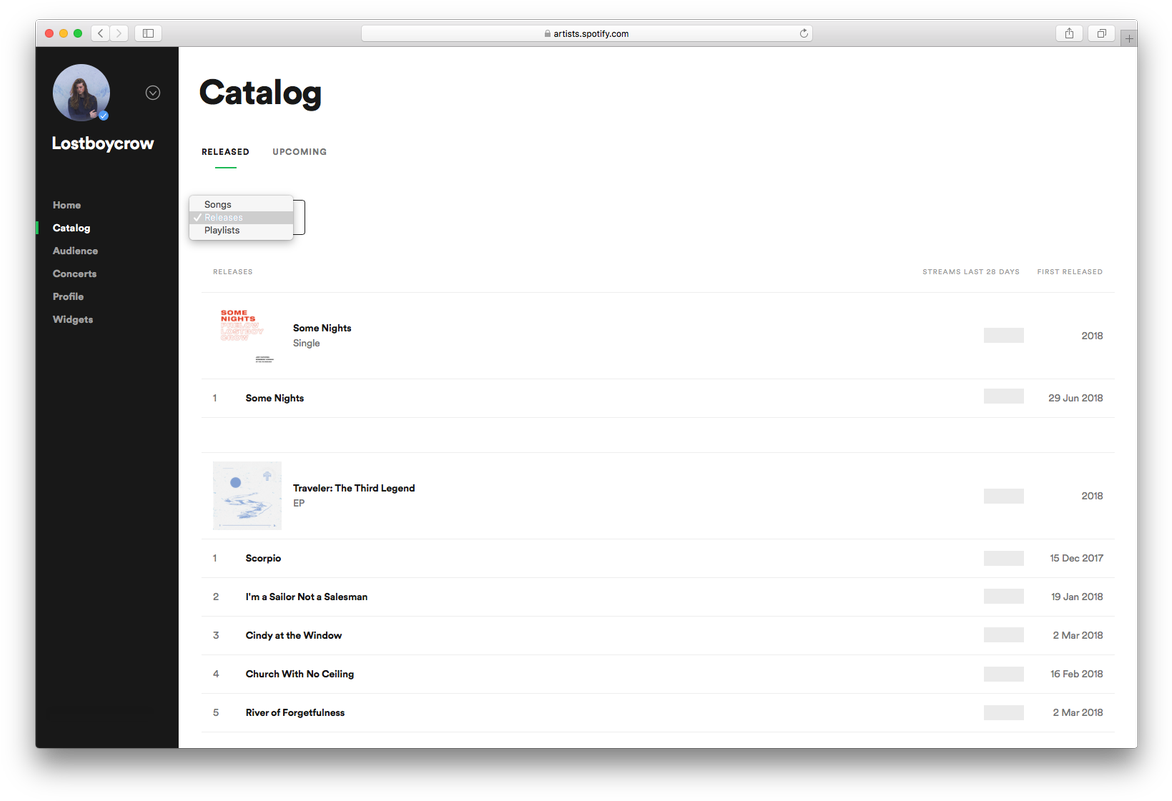 Music Artist Spotify Catalog Interface PNG