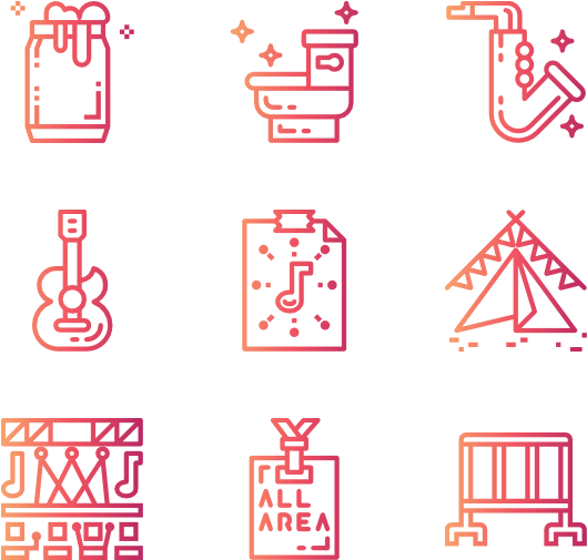 Music Festival Icons Set PNG