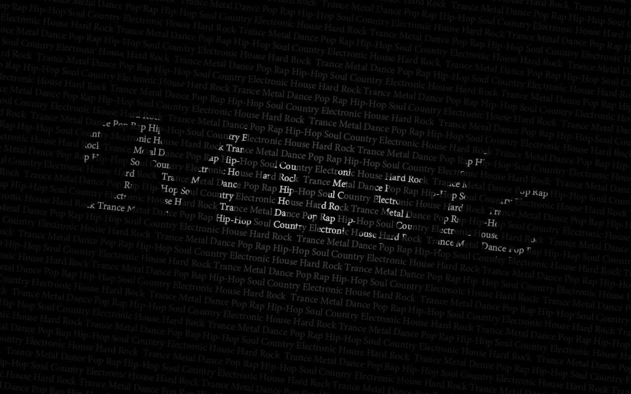 Music Genres Word Cloud Black Background Wallpaper