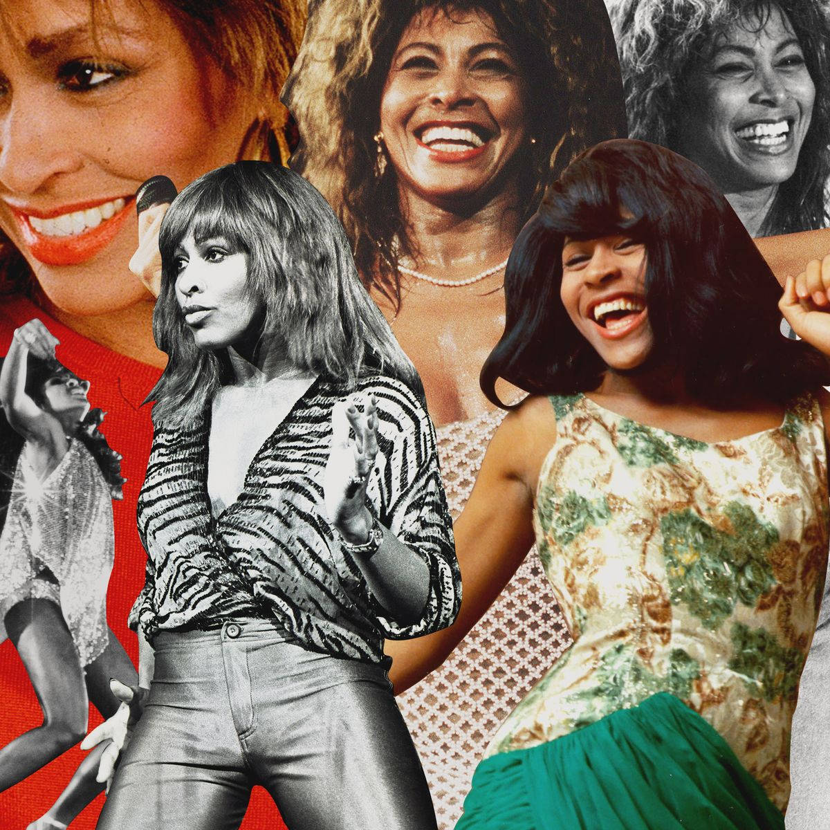 Musik Ikon Tina Turner Collage Tapet Wallpaper