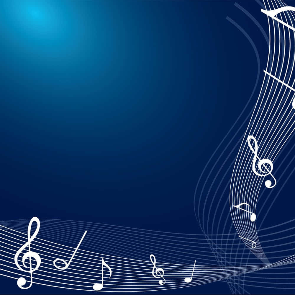Music Notes On Royal Blue Background