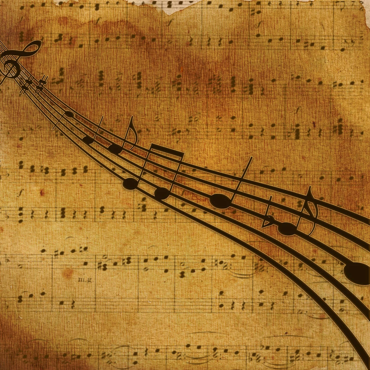 Music Notes Background On Old Paper