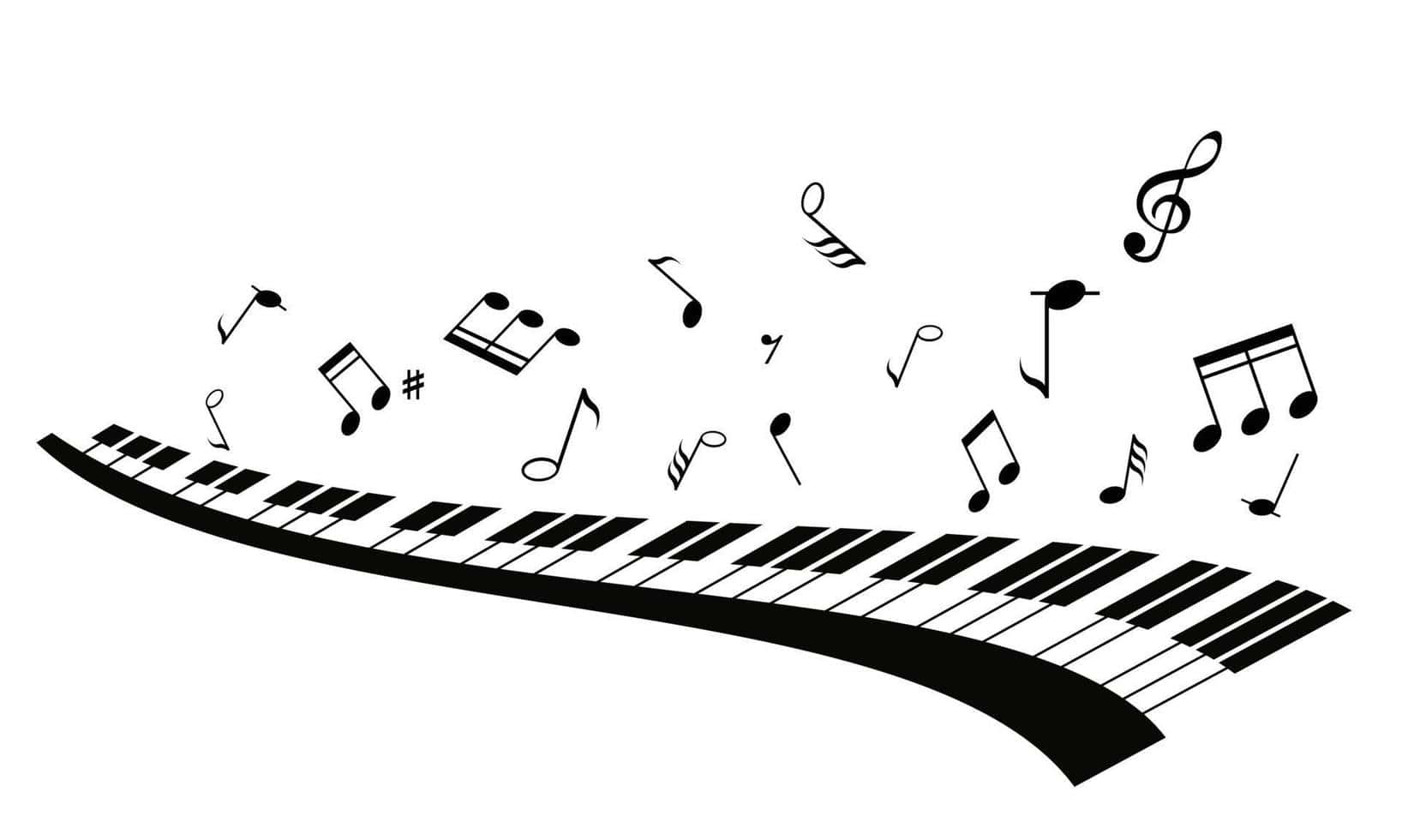 Artede Piano Y Fondo De Notas Musicales