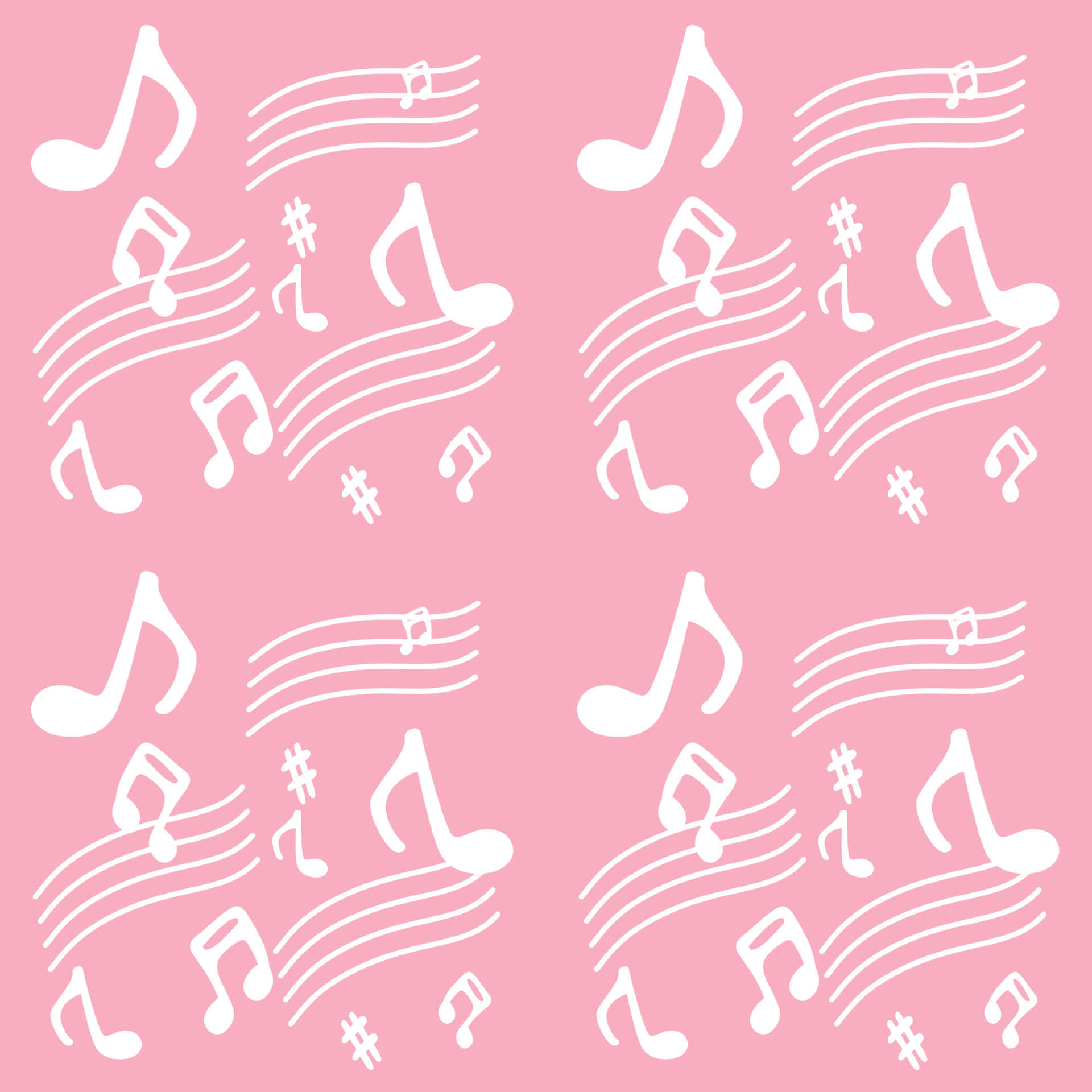 White Music Notes On Pink Background