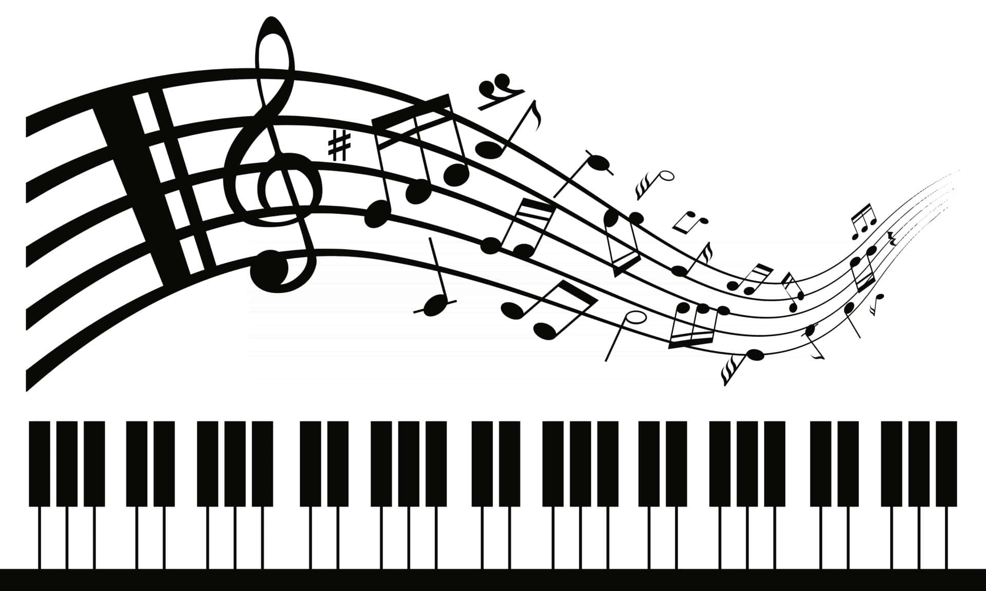 Diseñode Piano Con Fondo De Notas Musicales