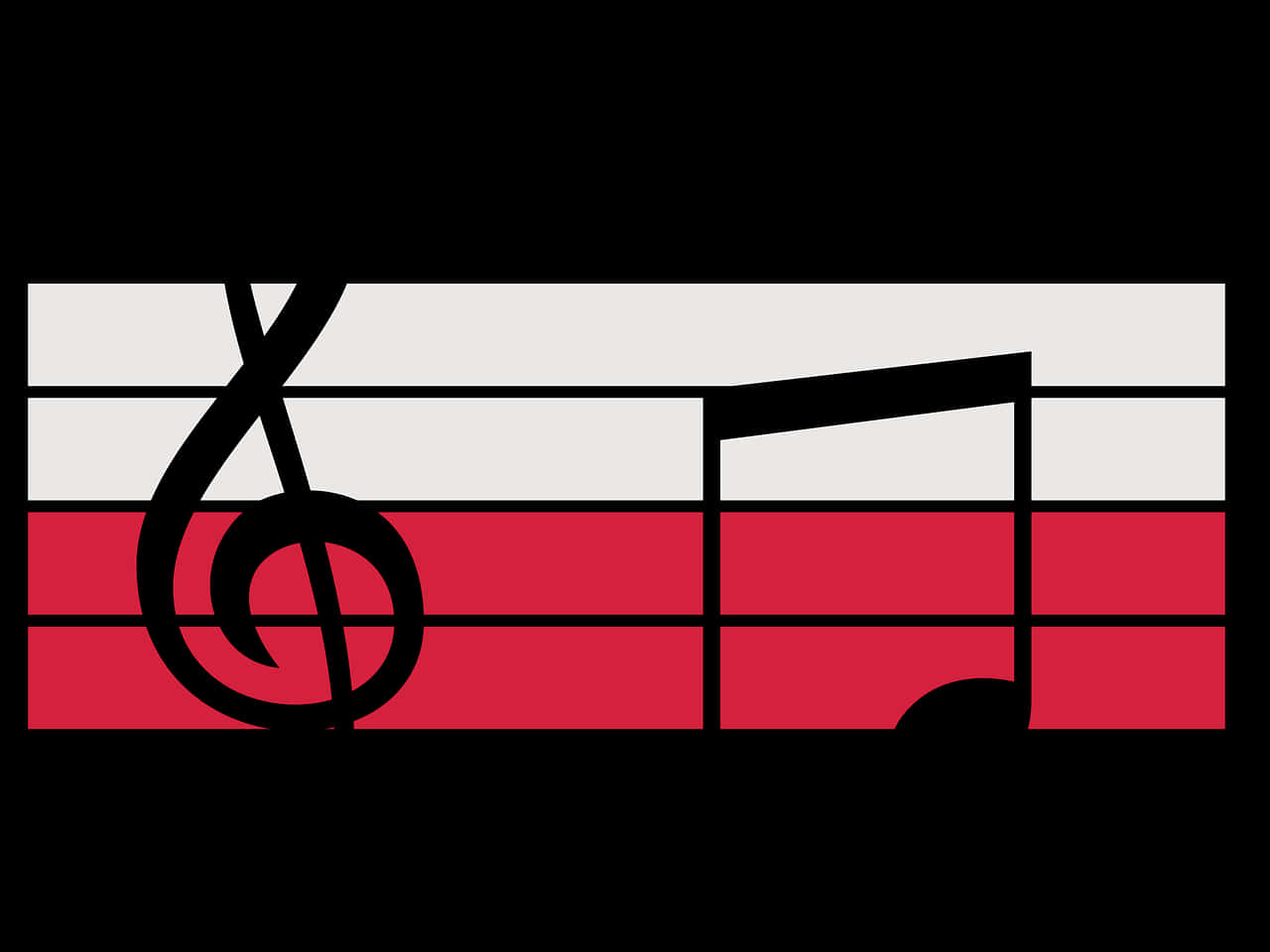Gschlüssel Und Musiknoten Auf Rotem Und Weißem Hintergrund