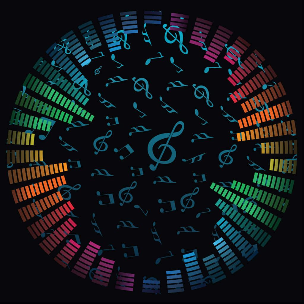 Colorful Sound Bars And Music Notes Background