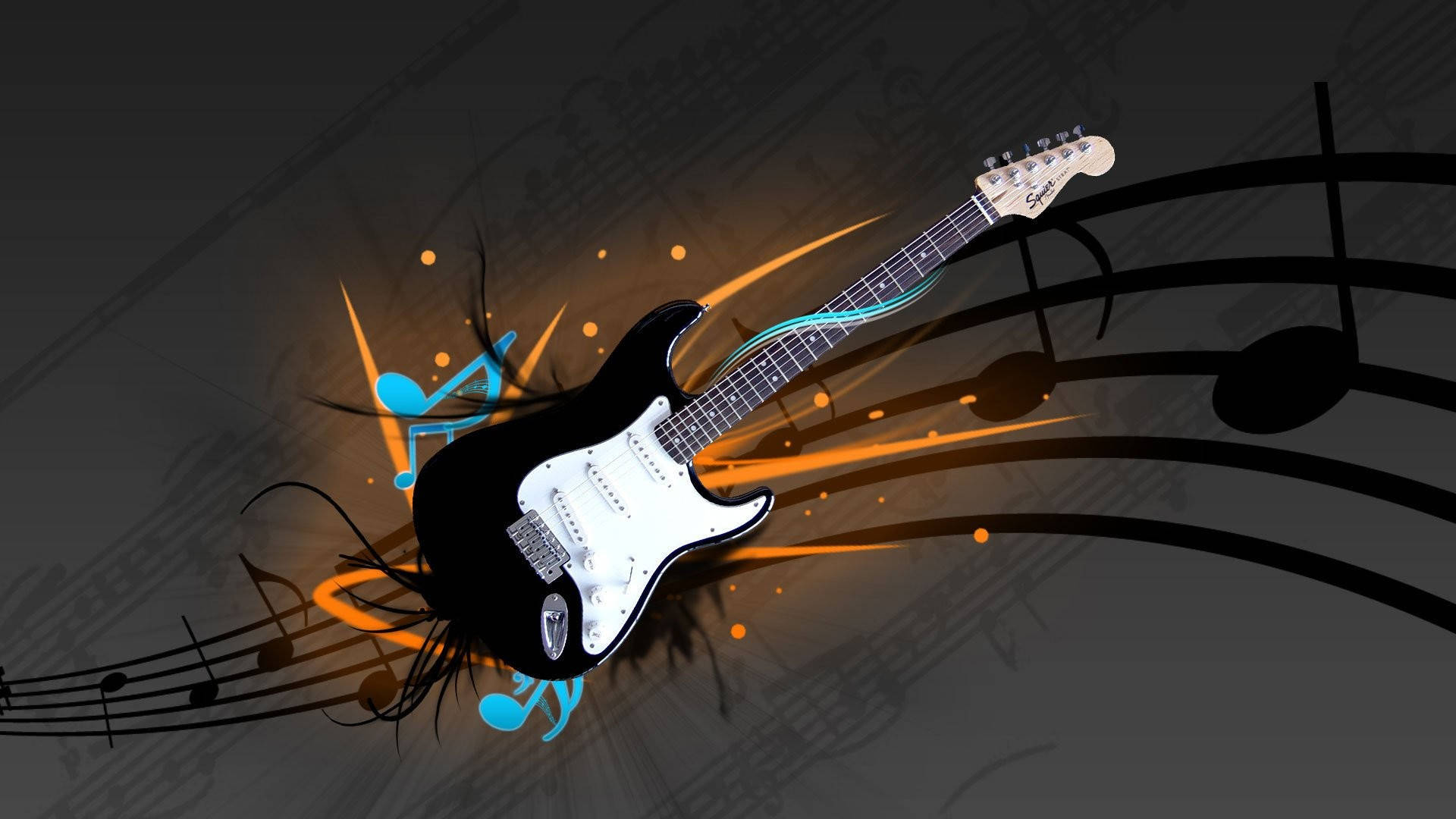 Music Notes Electric Guitar Wallpaper