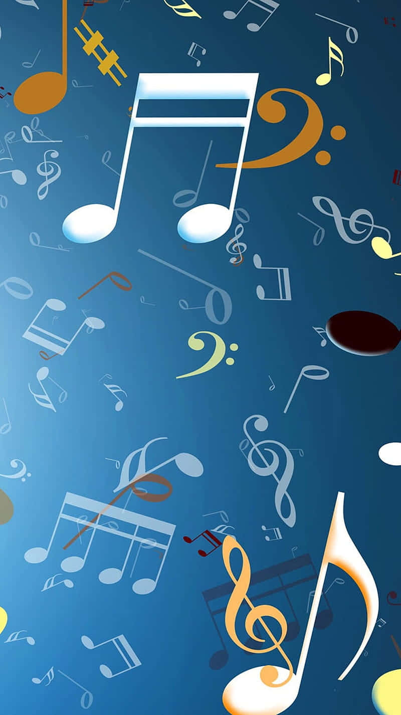 Smukke musikalske noter, der flyver gennem himlen Wallpaper
