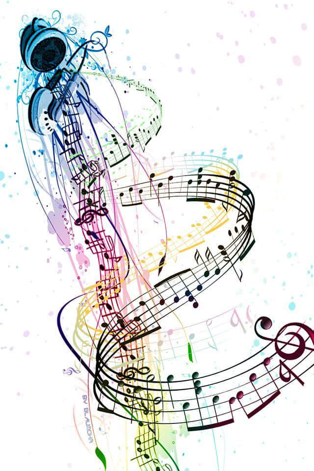 Notemusicali Che Simboleggiano Il Cuore Della Musica Sfondo