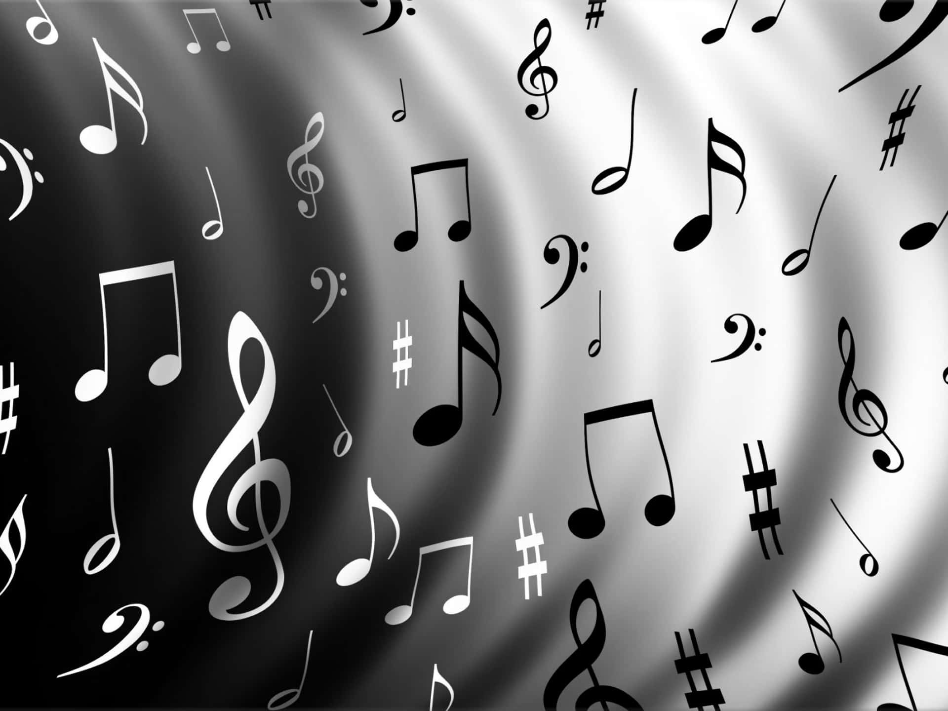 Music Notes On A Black And White Background Wallpaper