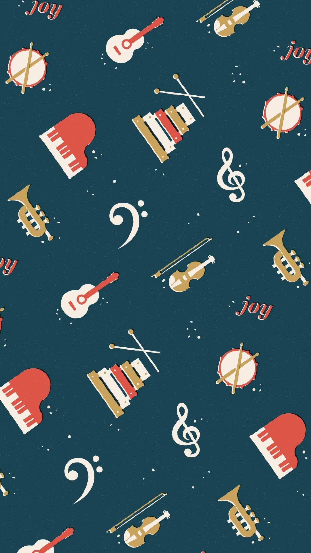 Musiktelefonfärgglada Instrument Wallpaper