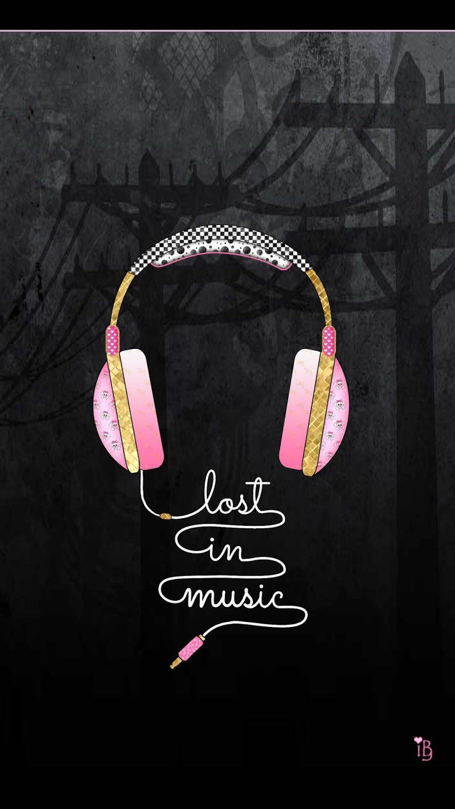 Download Music Phone Pink Headphones Wallpaper 