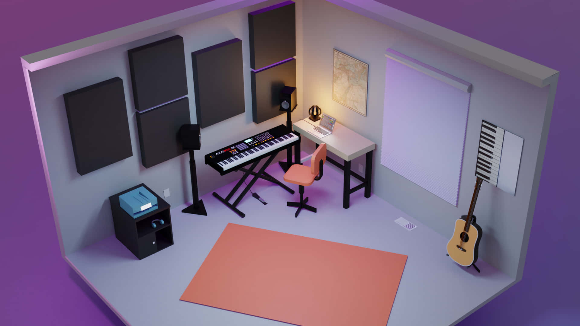 Bildeines 3d-musikzimmers