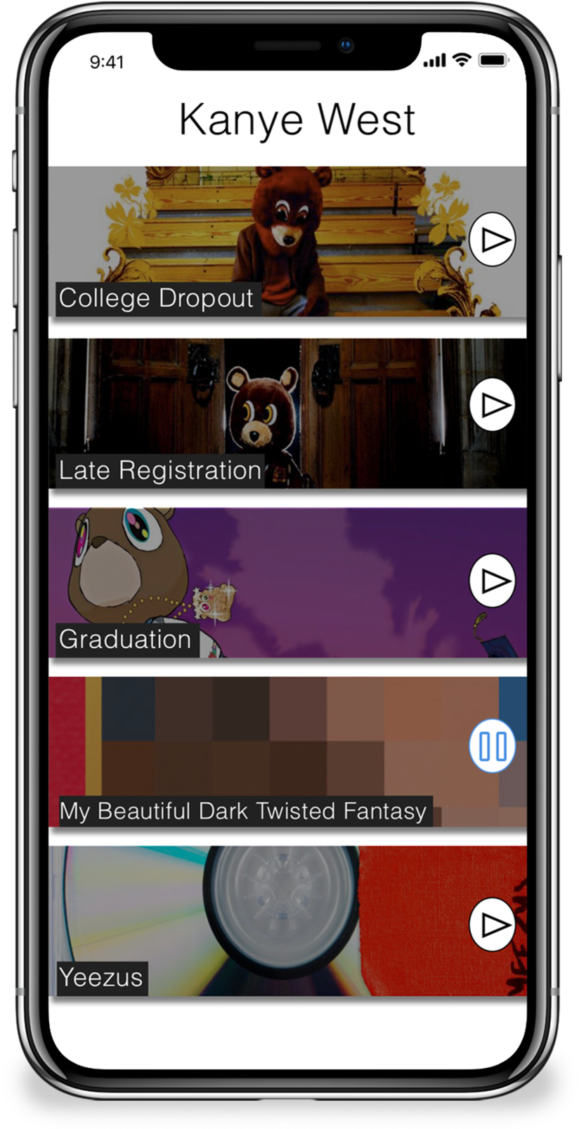 Music Player Album Selection Screen PNG