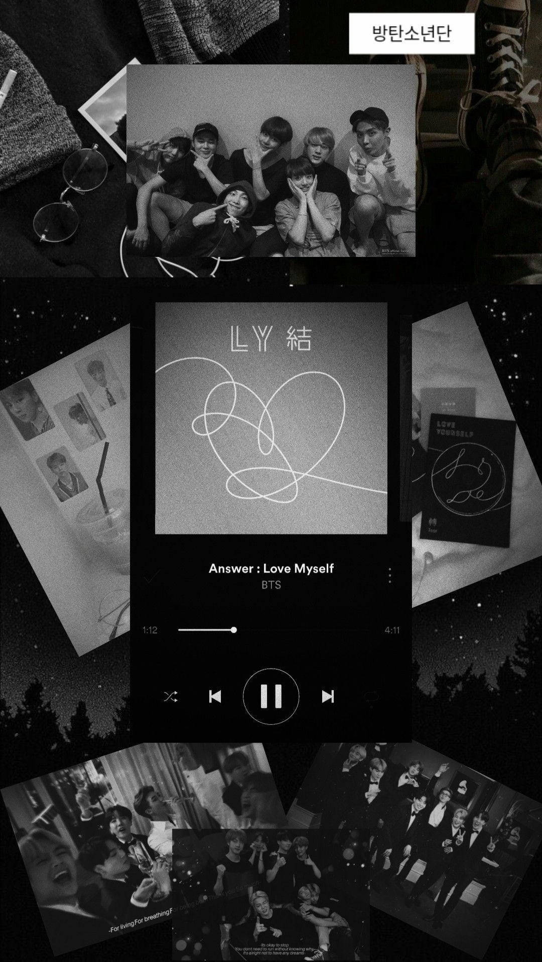 Download Music Player Collage Bts Black Aesthetic Wallpaper 