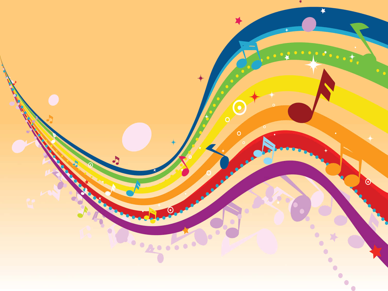 Music Notes PowerPoint Rainbow Background