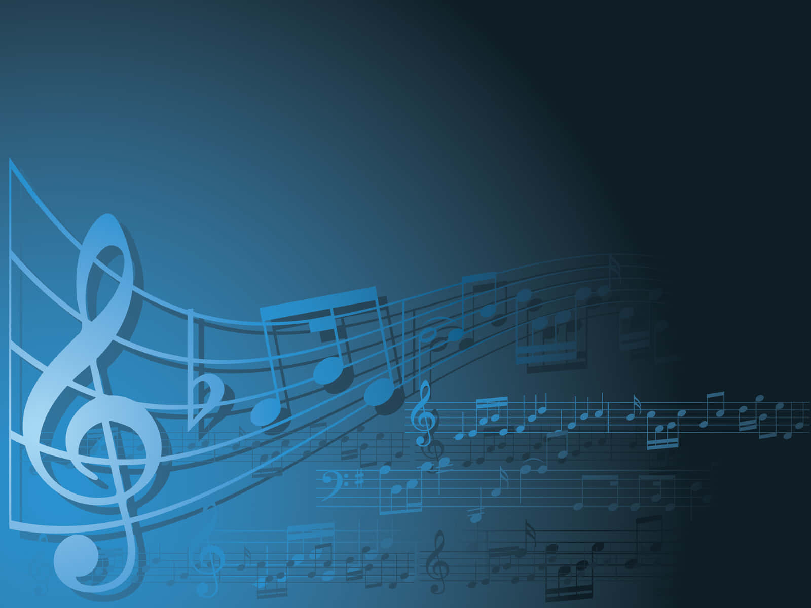 Music Symbols PowerPoint Gradient Blue Background